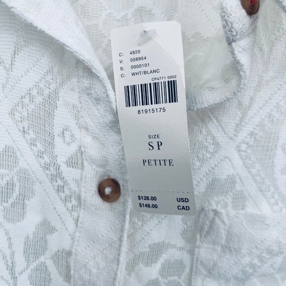Anthropologie Pilcro Lace Button Down Blouse Size PS White Cotton Blend - Picture 7 of 9